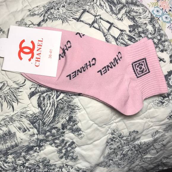 CHANEL Socks & Bag fun Chanel style from off brand store Pink small size 6-7 sz - Picture 11 of 11